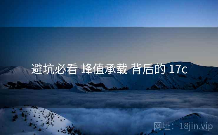 避坑必看 峰值承载 背后的 17c