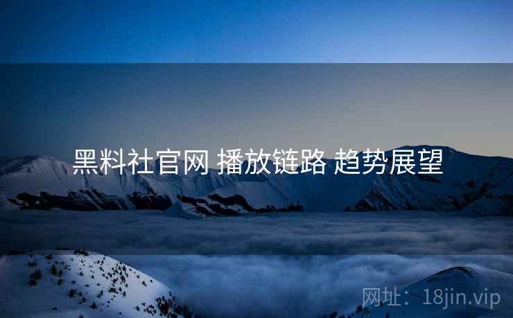 黑料社官网 播放链路 趋势展望