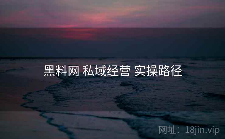 黑料网 私域经营 实操路径